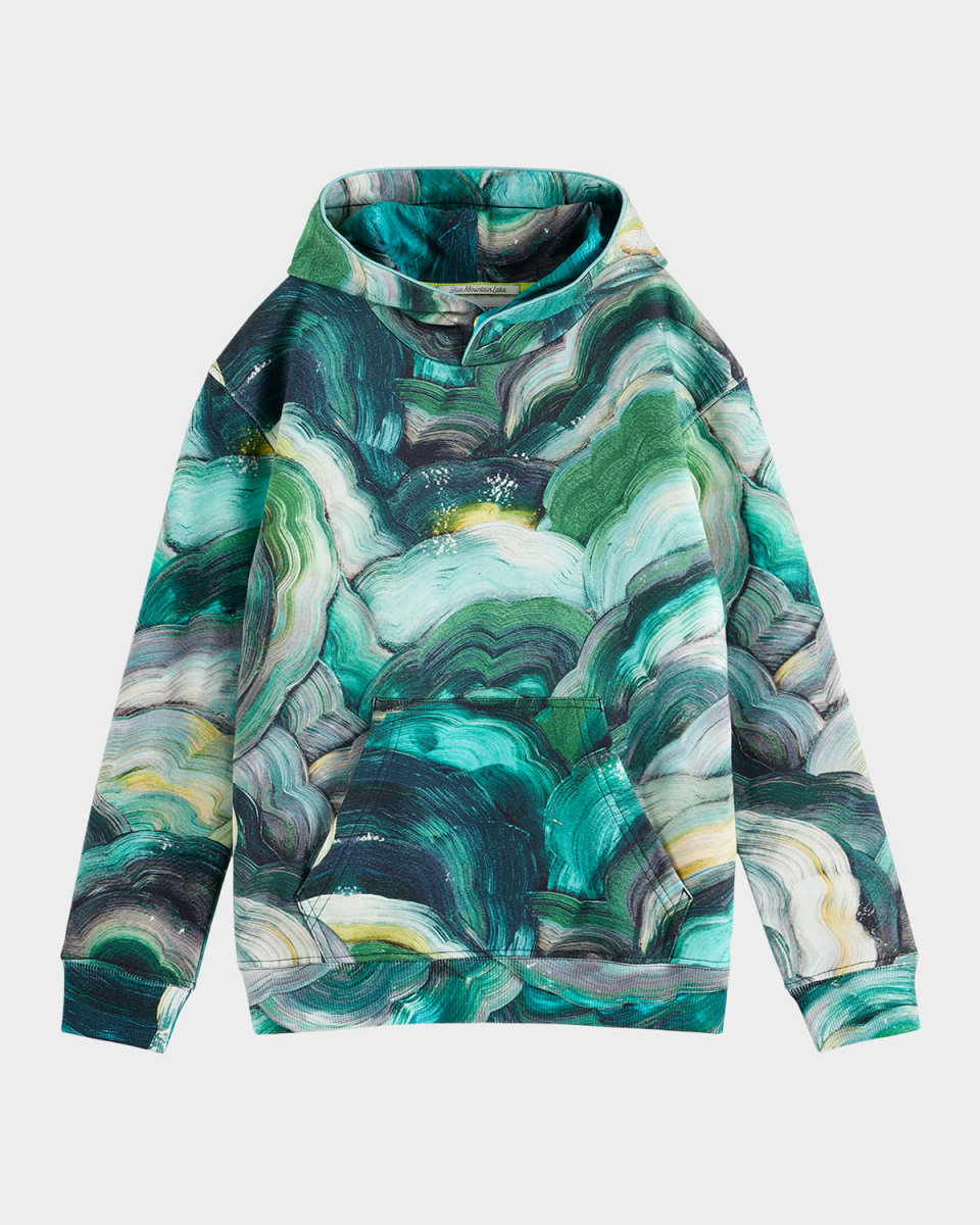 Boy's Abstract-Print Cotton Hoodie, Size 4-12